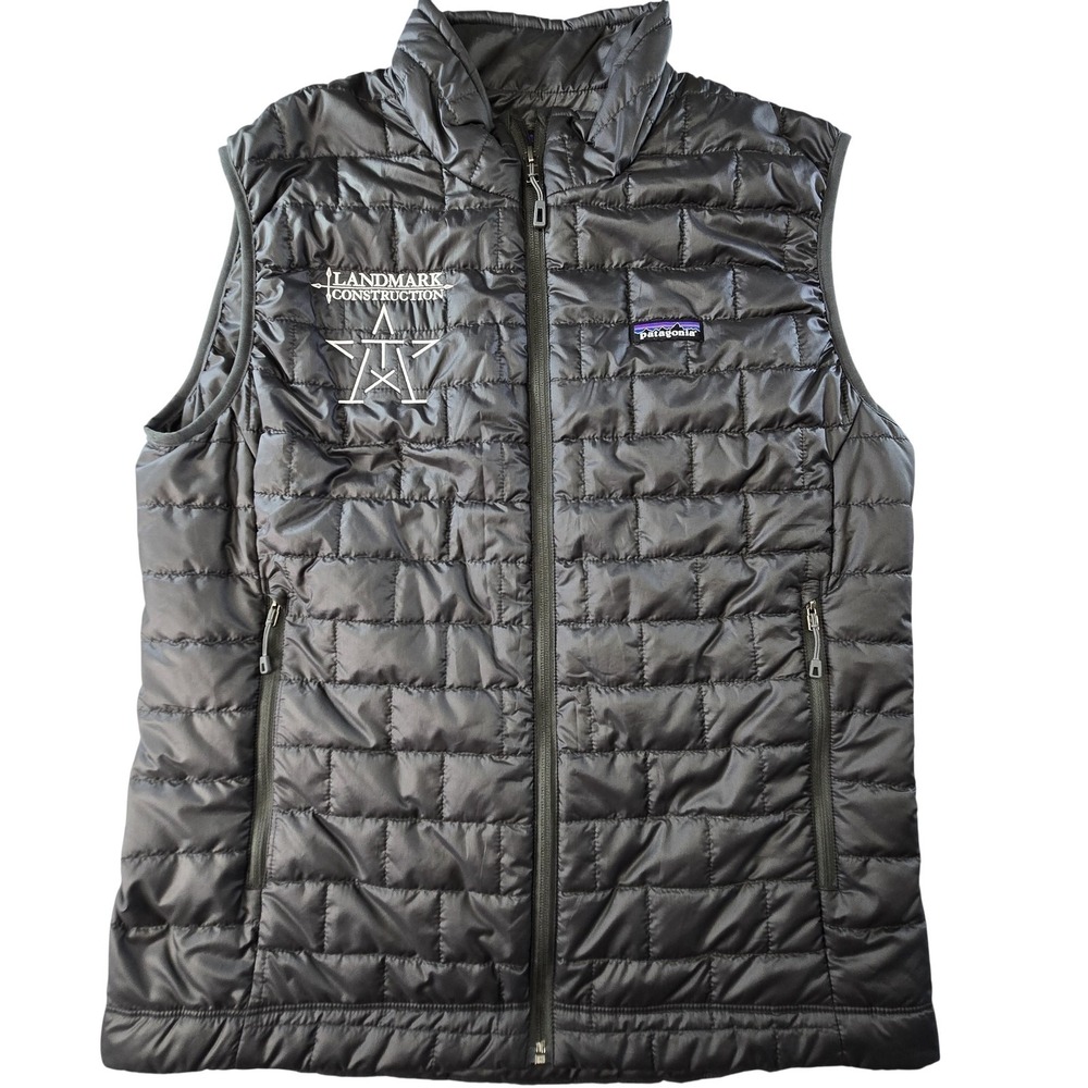 Patagonia Vest Mens M Black Quilted Insulated Lined Full Zip Pockets Padded